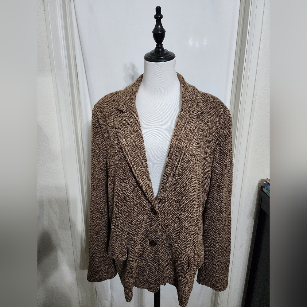 Appleseed's Brand Size 20 Women's Brown Herringbone Jacket